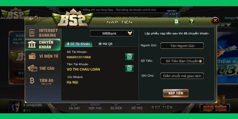 nạp tiền B52club Hướng dẫn chi tiết cách nạp tiền B52club mới nhất 2025